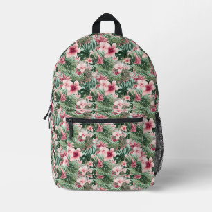 Tropical Hibiscus Flowers Printed Backpack