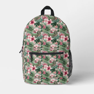 Tropical Hibiscus Flowers Printed Backpack