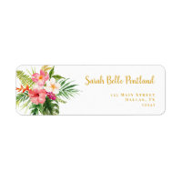 Tropical Hibiscus Flowers Return Address Label