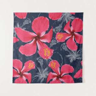 Tropical Hibiscus Flowers Summer Design Tapestry
