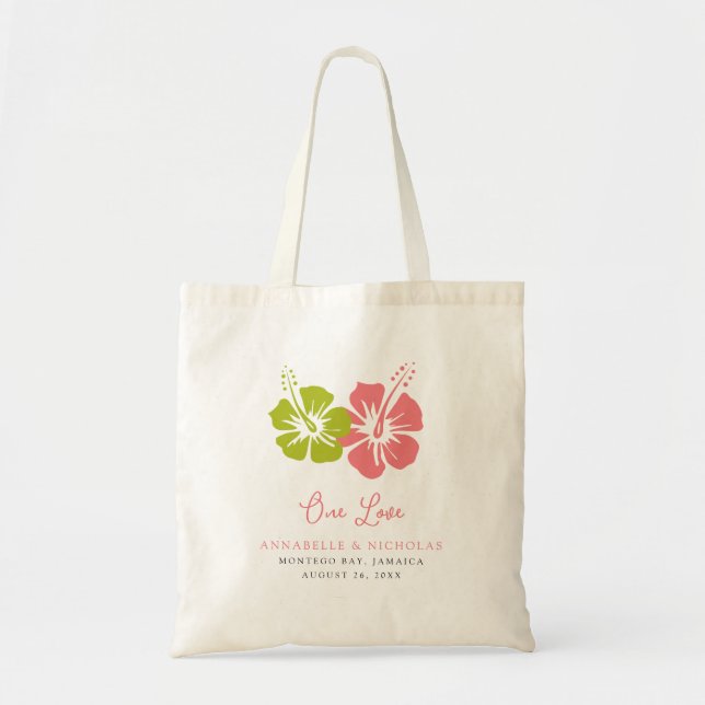 Tropical Hibiscus Flowers Wedding Guest Tote Bag (Front)