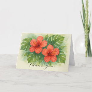 Tropical Hibiscus Flowers Wedding Thank you  Card