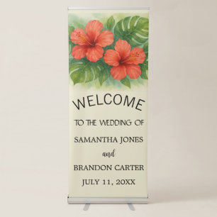 Tropical Hibiscus Flowers Wedding Welcome Sign 