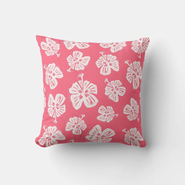 Tropical hibiscus for a bit of paradise at at home cushion (Front)