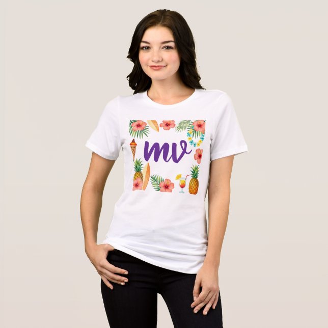 Tropical Hibiscus Frame Aloha Vibes Tri-Blend Shirt (Front Full)