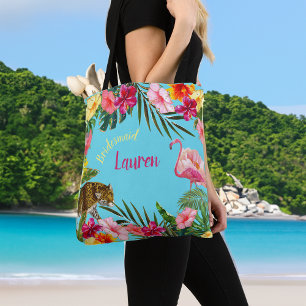 Tropical Hibiscus Full Print Tote Bag