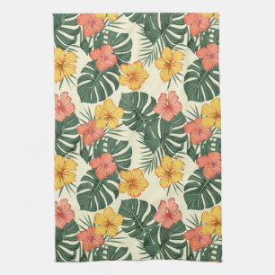 Tropical Hibiscus Garden Tea Towel