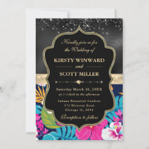 Tropical Hibiscus Glitter Wedding