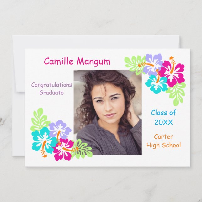 Tropical Hibiscus -  Graduation Announcement (Front)