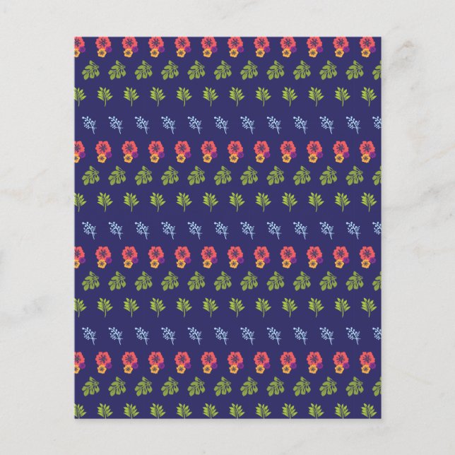 Tropical Hibiscus Green Pattern Scrapbooking Paper (Front)