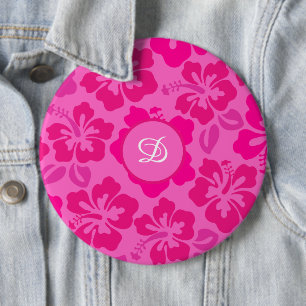 tropical hibiscus hawaii girly floral pattern 6 cm round badge
