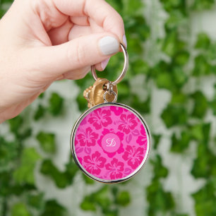 tropical hibiscus hawaii girly floral pattern key ring