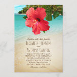 Tropical Hibiscus Hawaiian Beach Themed Wedding Invitation<br><div class="desc">Tropical Hibiscus Hawaiian Beach Themed Wedding Invitations. Floral Wedding. Feature a beautiful red hibiscus flower on a beautiful coconut palm tree beach. Great nautical wedding invitations for coastal or tropical weddings. This wedding invitation is designed by www.superdazzle.com</div>