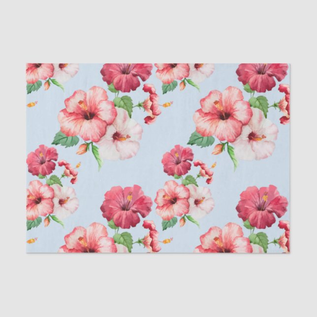Tropical Hibiscus Hawaiian Floral Customisable Tissue Paper (Front)