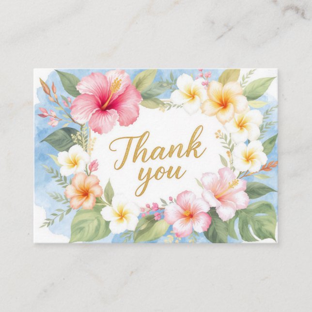 Tropical Hibiscus Hawaiian Thank You Card (Front)