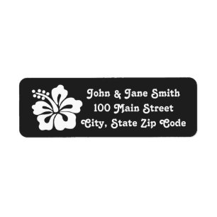 Tropical Hibiscus in Black Return Address Label