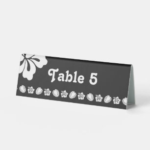 Tropical Hibiscus in Black Table Tent Sign