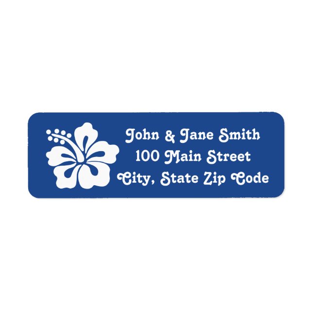 Tropical Hibiscus in Blue Return Address Label (Front)