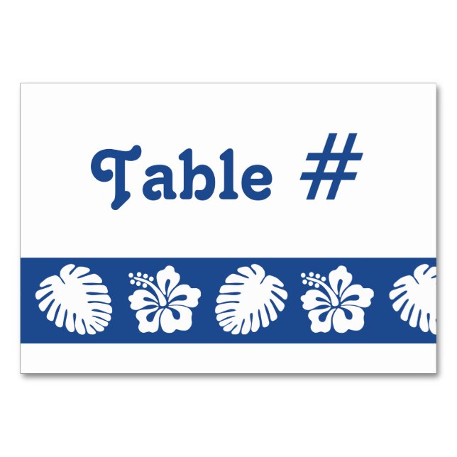 Tropical Hibiscus in Blue Table Card (Front)