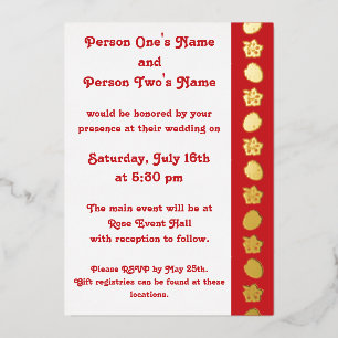 Tropical Hibiscus in Cherry Foil Invitation