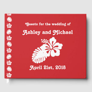Tropical Hibiscus in Cherry Guest Book