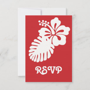 Tropical Hibiscus in Cherry RSVP Card