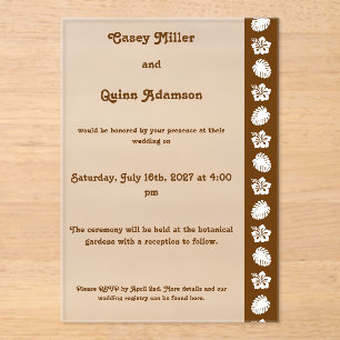 Tropical Hibiscus in Chocolate Acrylic Wedding Invitations
