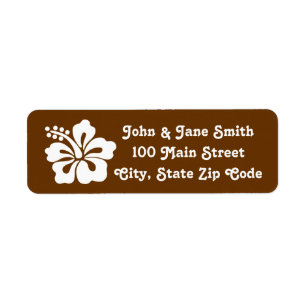 Tropical Hibiscus in Chocolate Address Label