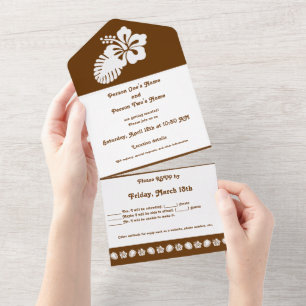 Tropical Hibiscus in Chocolate All In One Invitation