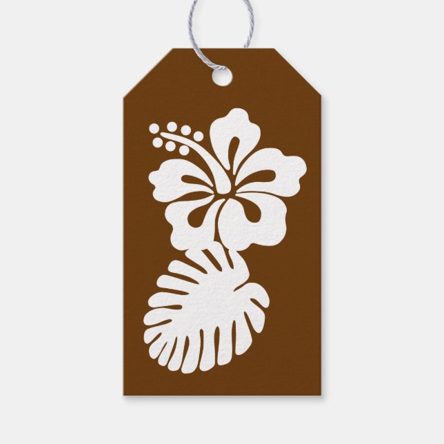 Tropical Hibiscus in Chocolate Gift Tag (Front)