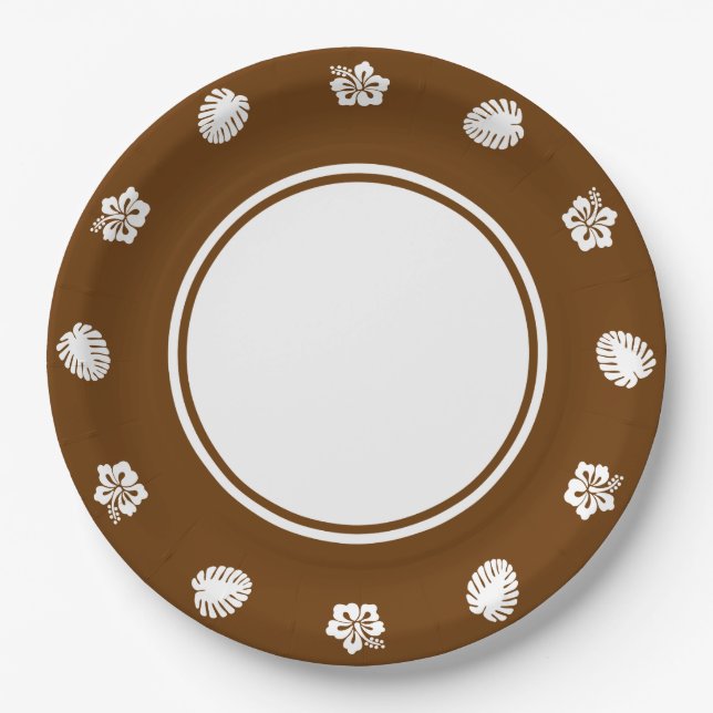 Tropical Hibiscus in Chocolate Paper Plate (Front)