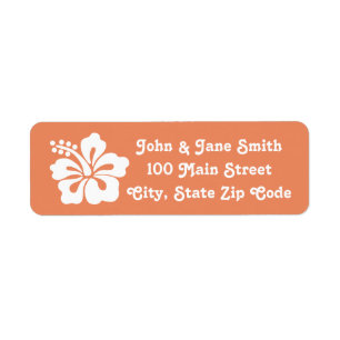 Tropical Hibiscus in Coral Return Address Label
