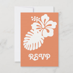 Tropical Hibiscus in Coral RSVP Card