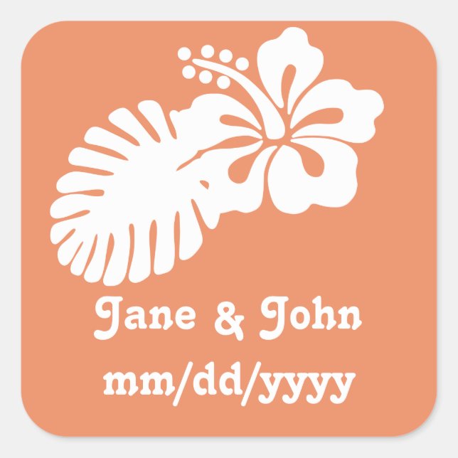 Tropical Hibiscus in Coral Sticker (Front)