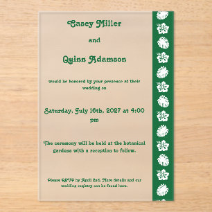 Tropical Hibiscus in Green Acrylic Wedding Invitations