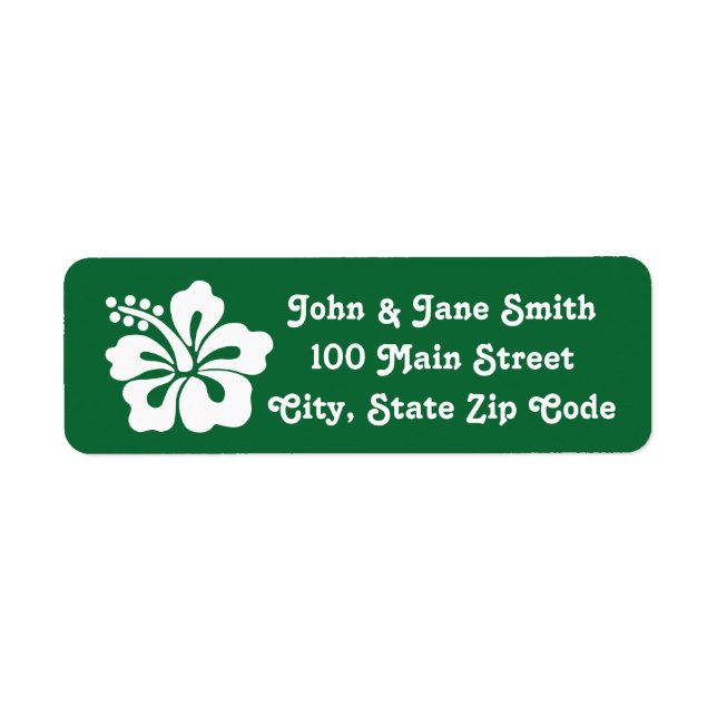 Tropical Hibiscus in Green Return Address Label (Front)