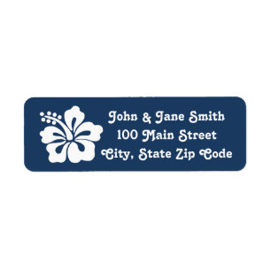 Tropical Hibiscus in Navy Return Address Label