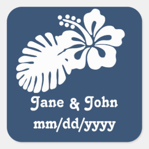Tropical Hibiscus in Navy Sticker
