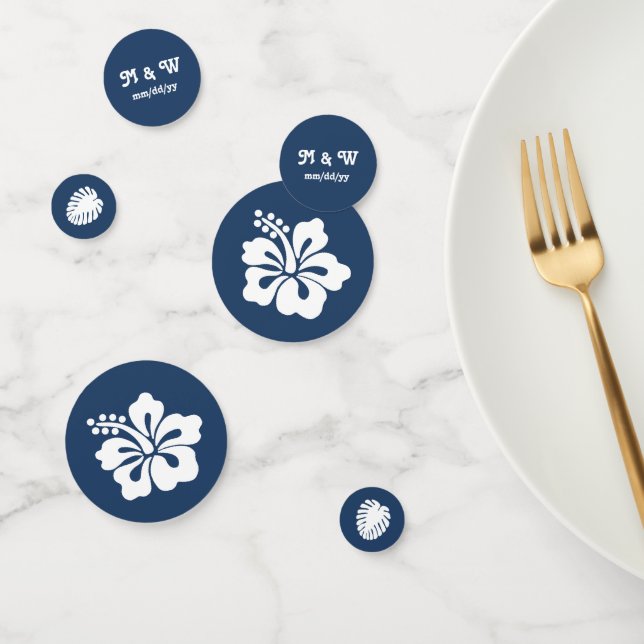Tropical Hibiscus in Navy Table Confetti (Group)