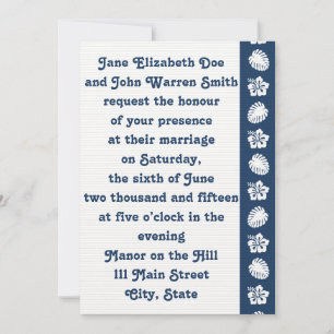 Tropical Hibiscus in Navy Wedding Invitation