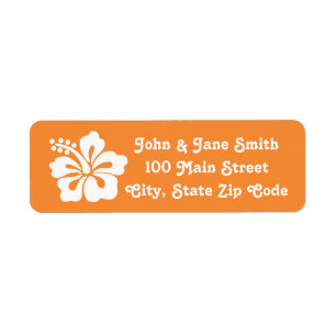 Tropical Hibiscus in Orange Return Address Label