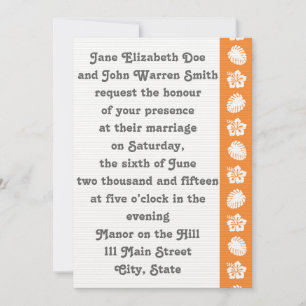 Tropical Hibiscus in Orange Wedding Invitation