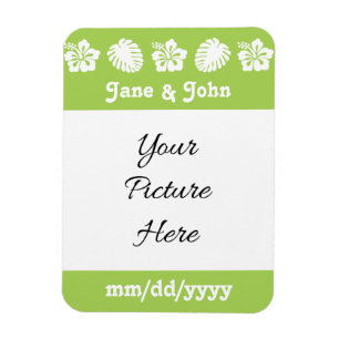 Tropical Hibiscus in Peridot Save-the-Date Magnet
