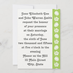 Tropical Hibiscus in Peridot Wedding Invitation