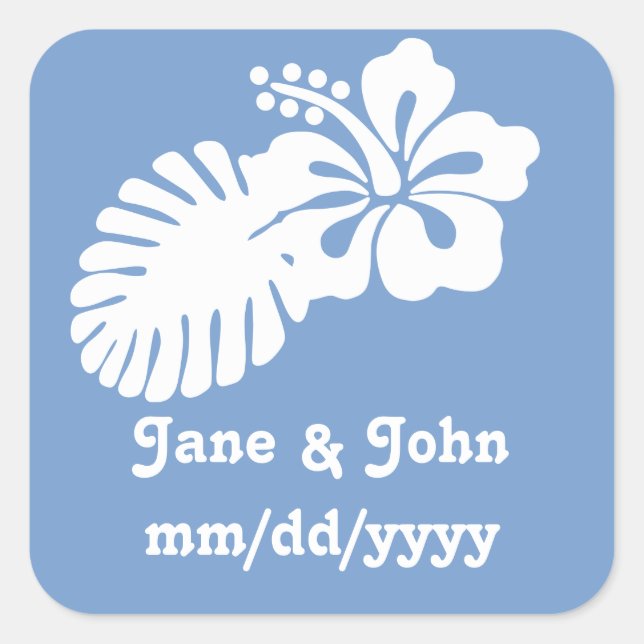 Tropical Hibiscus in Periwinkle Sticker (Front)