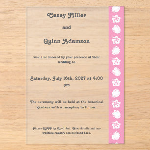 Tropical Hibiscus in Petal Pink Acrylic Wedding Invitations