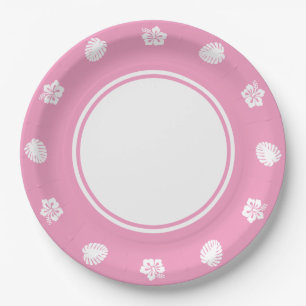 Tropical Hibiscus in Petal Pink Paper Plate