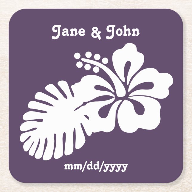 Tropical Hibiscus in Purple Paper Coaster (Front)