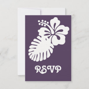 Tropical Hibiscus in Purple RSVP Card