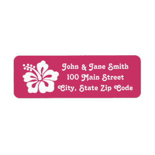 Tropical Hibiscus in Raspberry Address Label